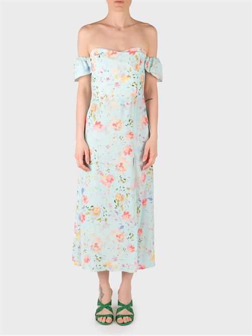 Floral Crêpe Long Dress with Boat Neckline MAR DE MARGARITAS | MMABW01167TMFI0025CE14